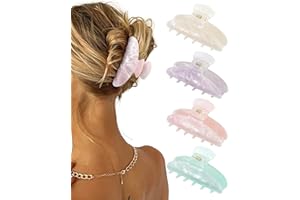 Coubeau Pack of 4 Hair Clips - Large Acrylic Hair Clips for Thick, Thin Hair, Strong Retaining Clips, Cute Non-Slip Clips, Stylish Hair Accessory for Women and Girls