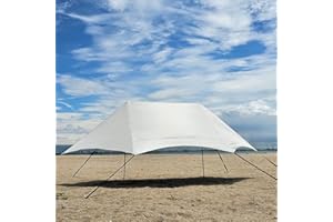 HipierFx 3x5m Portable Beach Tent Beach Canopy with 2 Poles Camping Tarp for Beach Grass