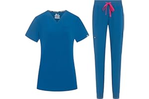 B-well NAOMI Uniforme médico para mujer con casaca y pantalón | Ropa sanitaria elástica, cómoda y profesional