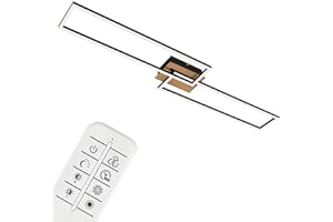 BRILONER - Plafoniera LED Soffitto, lampada led da soffitto dimmerabile con telecomando, Lampadario led, Lampadario camera da letto, luce notturna, timer, legno-nero, 1100 x 248 x 85mm
