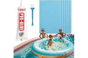 COZCLAM Kit Reparation Piscine, Kit Reparation Spa Gonflable avec 6 Rustine Bleu Clair, 1 Colle PVC (60ML), 1 Pinceau Applicateur, Kit Fuite Piscine pour Piscine, Spa Gonflable, Matelas Gonflable