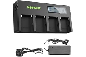 NEEWER 4-Channel NP-F Battery Charger with LCD Screen & Power Adapter, Compatible with Sony NP-F550 F570 F750 F770 F930 F950 F960 F970 FM50 FM500H QM71 QM91 QM71D QM91D Camcorder Li-ion Batteries