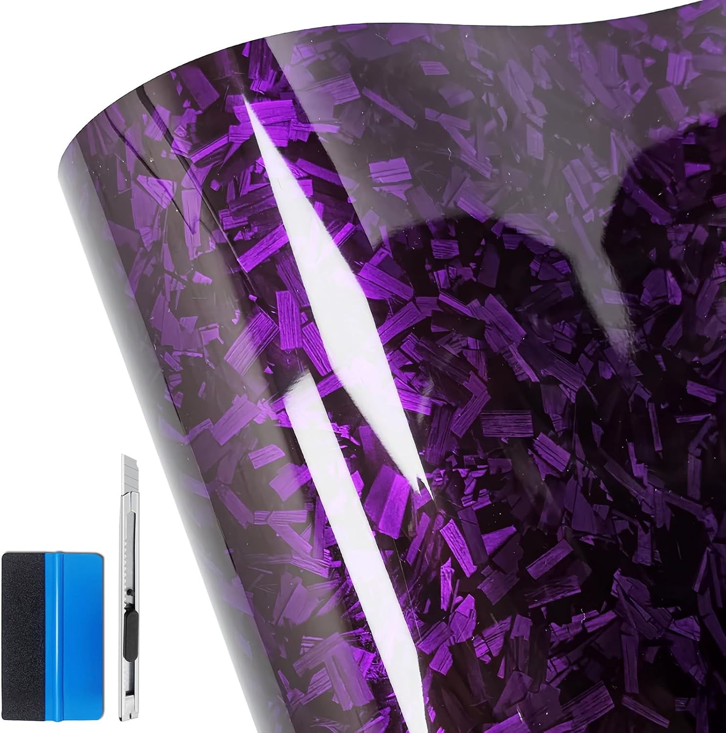 NewL - Adhesivo de Vinilo Morado Brillante de Fibra de Carbono Forjado, con liberación de Aire, sin Burbujas, calcomanía autoadhesiva para Coche, Moto u Otro vehículo (30 x 100 cm)