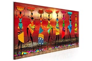 WZRY Tableau sur Toile Femmes Africaines Dansant - Affiche Colorée Images Tribales, Decoration Murale Abstrait Africain (50x150cm/20x59in)