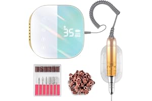 Madenia Rechargeable Electric Nail Drill Machine with LCD Touch Screen, 35000 RPM Efile Professional Nail File Drill for Arylic Gel Nails, E File Kit for Salon Home Manicure Use, Green