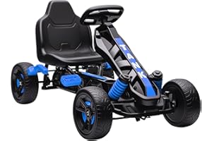 AIYAPLAY Pedal Go Kart, Ride on Racer with Freewheel System, Brake, Non-Slip EVA Wheels, Metal Frame, Go Kart for Kids Ages 3-6 Years, Blue