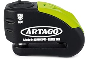 ‎ARTAGO Artago 30X10 High-End Bremsscheibenschloss Motorrad Ohne oder Mit Alarm 120 dB + Don't Touch Warnung, Anti-Bohr-Schutz 5mm, SRA und Sold Secure Zertifiziert, Doppelverschluss 10mm gehärteter Stahl