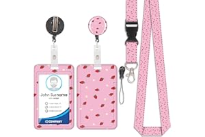 VIOJRLLY Niedliche Erdbeere Lanyard Kartenhalter, ID-Ausweis, Lanyard Kartenhalter, abnehmbare Schnur mit einziehbaren Clip für Schlüsselbund, Visitenkarte, Türkarte, ID-Karte
