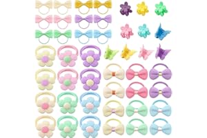 GlamRays Lot de 56 bandeaux à cheveux élastiques en coton avec nœuds pour petites filles