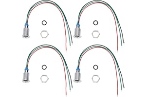 HILILAND 4 set di LED rotondi ad anodo comune, indicatore luminoso impermeabile a LED bicolore precablato 10 mm 12‑24 V(Rosso e verde)