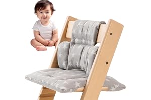 GOMETY Halkfritt barnstol, sittdyna, 2-delad barnstol, sittdyna lämplig för Stokke Tripp Trapp, ekologisk bomull, kudde, ersättningsöverdrag med kardborreband för baby och barn, barnstolstillbehör
