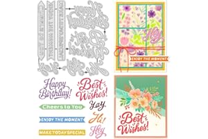 UNICRAFTALE 8pcs English Words Metal Cutting Dies for Card Making Blessing Words Metal Die Cuts Carbon Steel Embossing Template Scrapbooking Template Dies for DIY Wedding Birthday Photo Album Decor