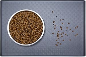 PETTOM Tappetino Sottociotola in Silicone per Cani Gatti, 60x40cm Tappetini Antiscivolo per Ciotola di Cibo per Animali Domestici Cane, Impermeabile Bordo Rialzat per Ciotole Proteggere Il Pavimento