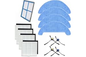 NC Youriaa 1 préfiltre + 4 filtres HEPA + 4 chiffons de nettoyage + 4 brosses latérales (2 paires) pour accessoires Amibot Animal XL H2O Connect