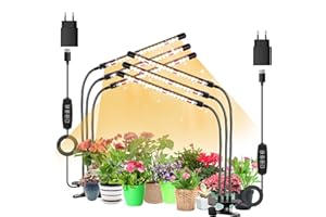 Niello Zestaw 2 lamp LED do roślin z 6 głowicami, pełne spektrum, lampa do roślin z programatorem czasowym, 3 tryby kolorów i 10 stopni ściemniania, lampa do wzrostu roślin wewnętrznych, roślin