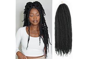 Enbeautiful Marley Twist Hair 24 Inch 8packs Marley Twists Braiding Hair Long Cuban Twist Hair Pre Fluffed Afro Kinky Curly Twists Crochet Hair Synthetic Marley Braids Extensions,1B#