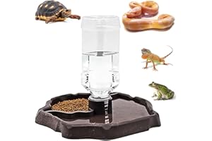 CERIOLL Distributeur d'eau pour Reptile, Mangeoire Gamelle Tortue Terrestre, Abreuvoir Tortue Terrestre 2 en 1, Distributeur d'eau Portable avec Plat en Plastique Abreuvoir pourReptile Tortue Gecko