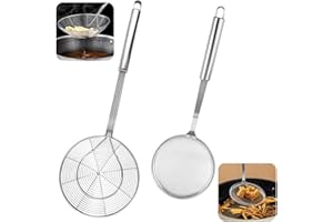 LUNZA 2 Pièces Araignée De Cuisine, Ecumoire à Friture en Acier Inoxydable, Araignée Cuisine, écumoire Inox, Peut êTre Suspendu, pour Cuisine Friture, Nouilles, Alimentaires, Pâtes Spaghetti, Chips