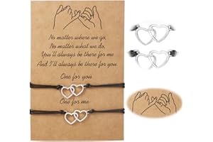 Crrynuo Edelmaterial Armband für 2 mit Herzen, Freundschaft Armbänder Freundschaftsarmband Armband,Edelmaterial Armbänder Set Geschenk für Beste Freundin Mädchen Damen