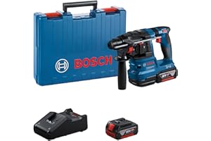 Bosch Professional 18V System Cordless Rotary Hammer GBH 18V-22 (with SDS Plus, Ideal for Drilling 6 mm to 10 mm Holes, incl. 2X 4.0Ah Batteries, Charger GAL 18V-40, Carrying Case)