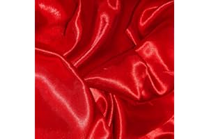Satin Fabric 60 Inch Wide - Luxurious Silk Like Touch, Perfect for Dressmaking, Lining & Drapes, Available in Red, White, Gold, Pink & More, Sold by The Metre by CRAFT Queen LTD (Red, 1m)