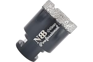 NBB Punta a tazza diamantata con M14, per foratura professionale a secco o ad umido su porcellana dura, ceramica, piastrelle, granito, marmo, veloce, durevole, per smerigliatrice angolare (Dia.43mm)