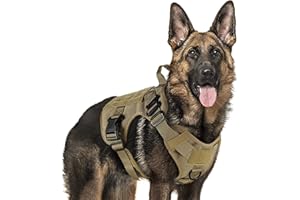 rabbitgoo Arnes Táctico Perro Grande Arnes Antitirones Militar Malla Transpirable Chaleco para Adiestramiento con 2 Anillos Ajustables con Técnica Molle para Adiestrar, Caminar, Cazar Marrón XL