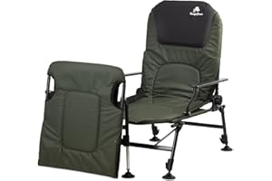 ‎CAMPFEUER CampFeuer 2in1 Angelstuhl Tannengrün/Schwarz | Höhenverstellbarer Campingstuhl und Angelliege | Faltbarer Karpfenstuhl | Outdoor Travelchair für Camping, Zelten, Angeln | Fischerstuhl klappbar