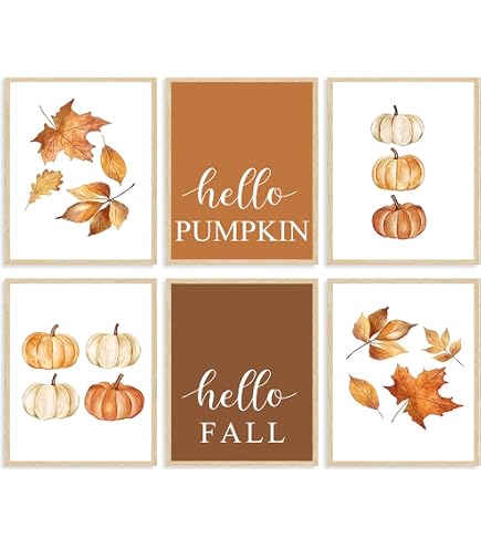 Lot De 3 Posters D'automne - Motif Citrouille Et Feuilles - Taille 40x50 Cm (autres Tailles Dispo) - Sans Cadre - Décoration Murale Salon/chambre - 7
