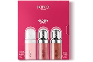 KIKO Milano Glossy Lip Set, Estuche De Maquillaje: 2 Brillos De Labios Hidratantes Y 1 Crema De Labios Perfeccionadora