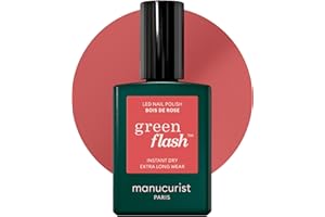 Manucurist Green Flash Esmalte semipermanente rosa amaderado - Esmalte de uñas en gel Bois de Rose - Esmalte de uñas 12-free, de origen orgánico (84%) - Fabricado en Francia - 15 ml