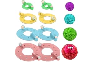KkvoGmle 8 Stück Pompom Maker Set, 4 Größen Fluff Ball Weaver Nadel Pompoms Handwerk, Wiederverwendbare DIY Pom Pom Maker Fluff Ball Wolle Werkzeug Kinder Mädchen Puppen