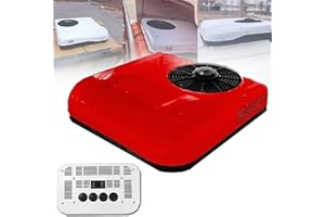 ZWJABYY ELOMAS 12V/24V DC RV Klimaanlage RV Dachklimaanlage,elektrische Standklimaanlage Wohnmobil Klimaanlage für PKW RV LKW Camper Bagger,Red-12V