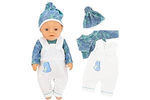 SCBOY Vetement Poupee pour Poupee Bebe 35-43 Cm Accessoire Poupon(Poupées Non Incluses) avec Chapeau Manches Longues Pantalon Meilleur Cadeau pour Les Enfants