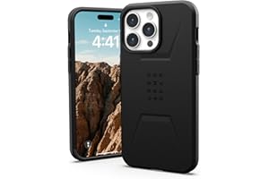 URBAN ARMOR GEAR Civilian Funda Compatible con Apple iPhone 15 Pro MAX Funda [Compatible con Carga inalámbrica/magnética, Resistente a los Choques, Borde Levantado] Negro