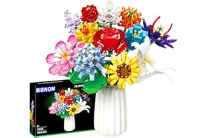 SIENON Flower Bouquet Building Set-1009 PCS 12 Kinds of Flowers Botanical Collection, Building Blocks Flower Brick Toys Creative Project for Home Room Décor Valentines’ Day Christmas Birthday Gifts