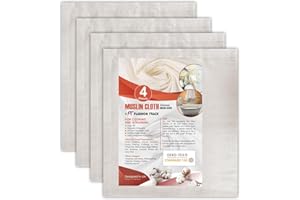 Étamines de cuisine (4 pièces) étamines à fromage pour égoutter, étamine alimentaire pour la cuisson et le filtrage, 50 x 50cm, qualité 90, non pelucheuses, 100% coton non blanchi | FT Fashion Track