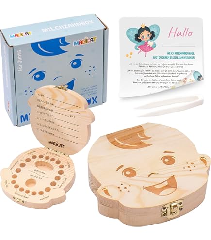 1 pezzo Scatola per denti da latte del bambino, scatola di legno per