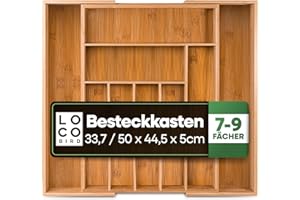 SIDORENKO Loco Bird Taca do przechowywania sztućców z bambusa, do 9 przegródek, organizer na sztućce, przydatny w kuchni - do przechowywania sztućców, szuflada kuchenna