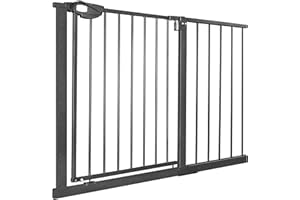 Aufun Cancello di Sicurezza Cancello per Scale per Bambini Cancello per Scale per Bambini con Chiusura Automatica, Senza Perforazione, Apertura Bidirezionale a 180° (105-115 cm, Nero)