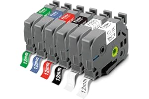 ‎PRISTAR Pristar 12mm Kompatible für Brother TZe-231 TZe-135 TZe-335 TZe-435 TZe-535 TZe-735 Tz Schriftband für PT-H107B PT-P300BT PT-E500 PT-H105 PT-H110 H100LB H100R P700 E550W E110 P710BT H101 6 Pack