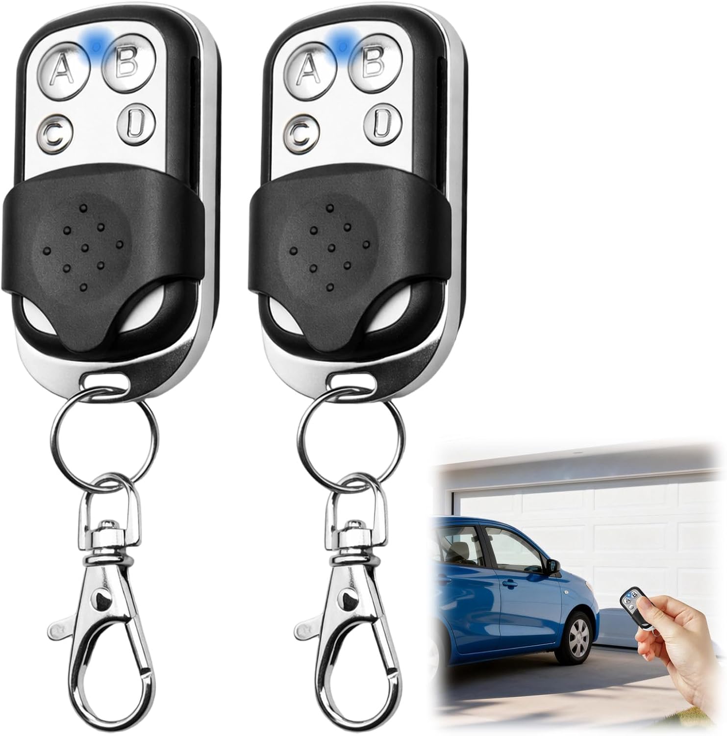 Mando Garaje Universal, 2 unidades, Mando Garaje Clonador U-niversal 433.92Mhz Multifunción con 4 Botones, Compatible con Pitido de Puerta Universal, Parking para Puerta de Garaje Automática