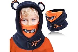 TAGVO Wintermütze Beanie Hut Schal Set für Kinder, Winter Warm Weiches Schlupfmütze, Warm Mütze und Schal Set für Jungen Mädchen 3-10 Jahre, Schalmütze Niedlich Beanie Cap mit Fleecefutter