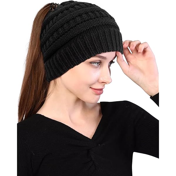 YAMEE Gebreide muts voor dames met oorklep, warm, wintermuts voor dames