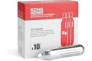 KONG MING CAR Cartouches CO2, Bouteille de gaz CO2 Haute pureté avec boîtier en Acier, sans Huile & Conception Anti-Fuite pour appareils pneumatiques & Accessoires
