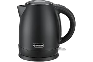 Belaco Electric Kettle Stainless Steel Housing 1.7L Fast Boil Cordless 360° Rotation Removable Water Filter 1800-2200W UK Plug Auto Shut-Off & Boil-Dry Protection (Black) (Black)