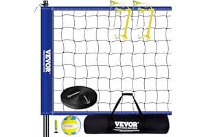 VEVOR Portable Volleyball Net System, Adjustable Height Steel Poles, Professional Set with PVC Volleyball, Pump, Carrying Bag, Heavy Duty Net for Backyard, Beach, Lawn