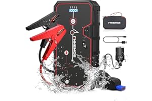 FNNEMGE Starthilfe Powerbank 5000A 23800mAh (Alle Benzin und Bis Zu 8,0L Diesel) Auto Starthilfe Supersafe Tragbare Auto Batterie Upgrade Booster und Intelligentes Starthilfekabel.