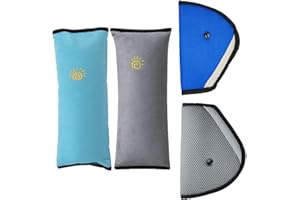 Tangger 4 Stuck Gurtpolster Kinder Auto Sicherheitsgurt Schulterpolster Gürtelkissen Schutzkissen Abnehmbar Autositz Gürtel Pillow Schulterschutz Baby Sicherheitsgurte autogurt polster(Blau,Grau)