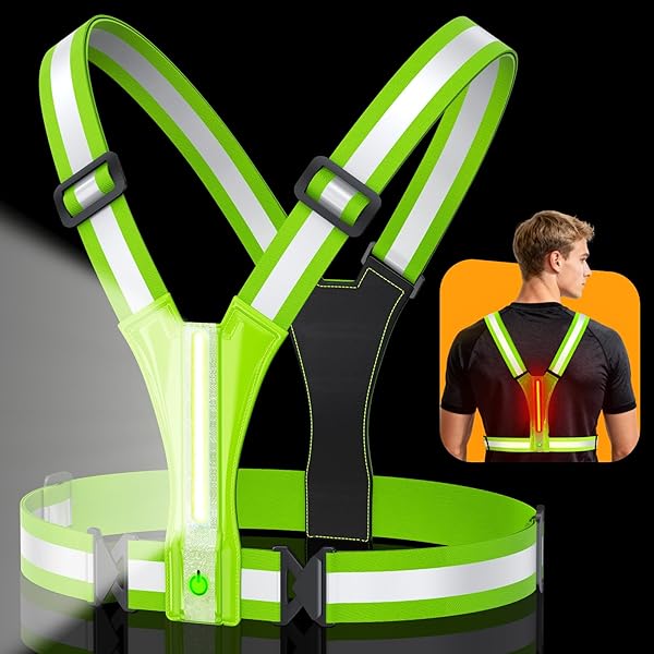 TRIXES Harnais de Sécurité Réfléchissant Haute Visibilité Réglable - Gilet Vert Fluorescent